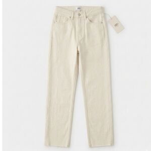 JBD Just Black  straight leg jeans 26 cream off white high waist  raw hem